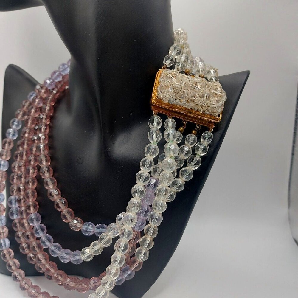 COPPOLA e TOPPO Italy Ombre Shades of Purple Crystal Strands Vintage Necklace